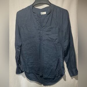 GAP 100% Linen Casual Slate Blue Button Down Shirt
